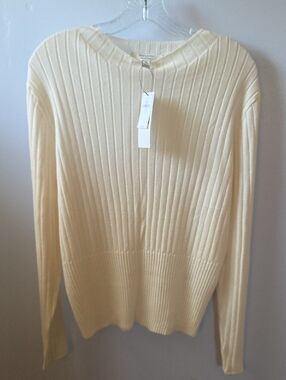 Banana Republic Cream Merino Wool Ribbed Sweater